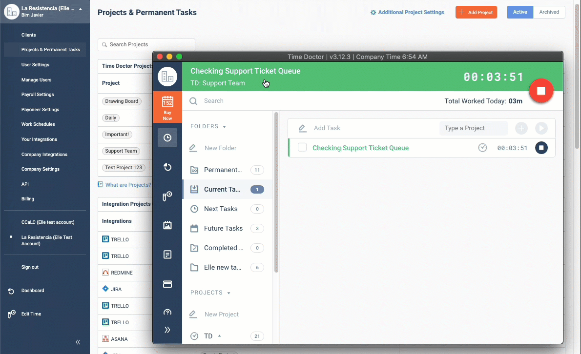 Temporary Task Using Permanent Tasks in Time Doctor