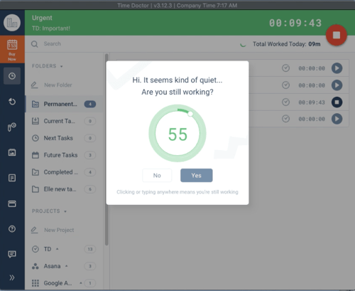 frequency of Time Doctor reminder popups - img 1