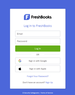 integrate Freshbooks - login to freshbooks